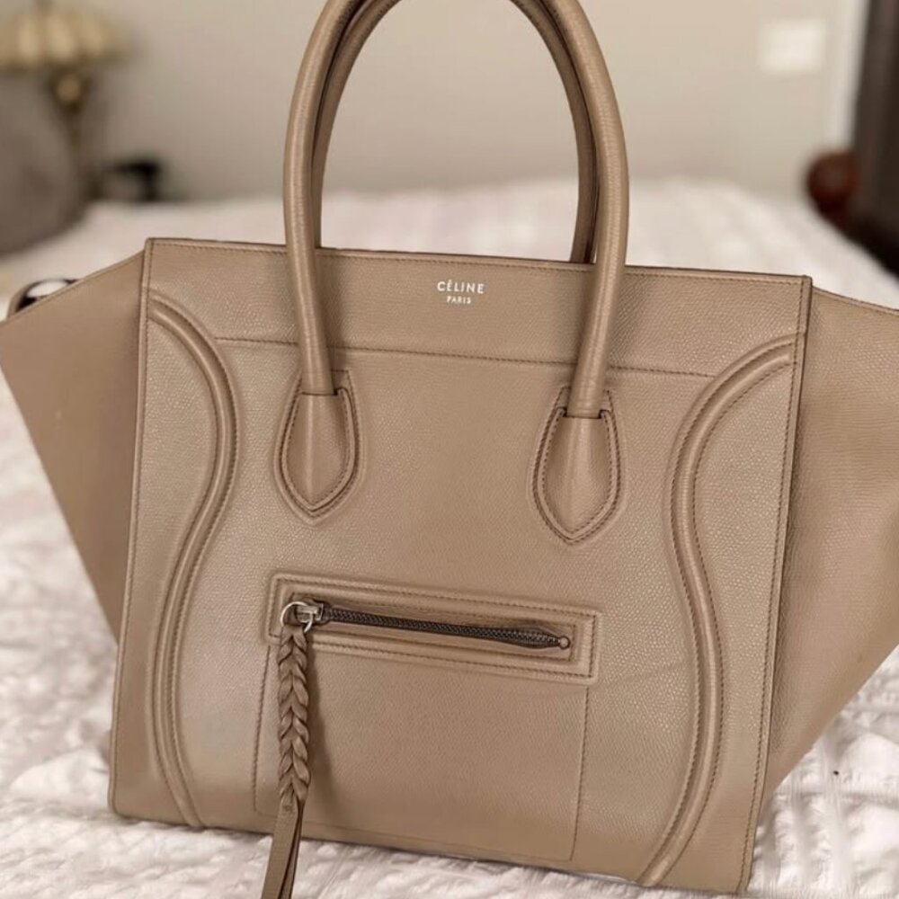 CELINE Grained Calfskin Medium Phantom Luggage Taupe - Picture 2 of 8